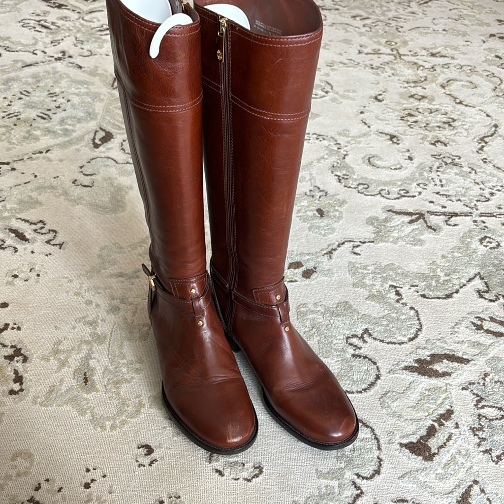 Tory Burch Cognac Colored Riding Boots Size 9.5